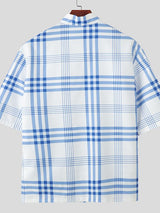 Men's Plaid Waist-Fitted Short Sleeve Shirt SKUL46080