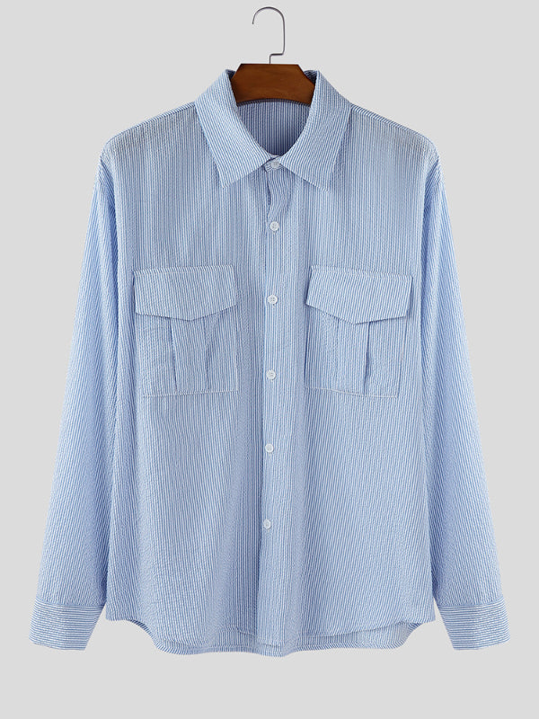 Men's Casual Loose Lapel Long Sleeve Shirt SKUL31691