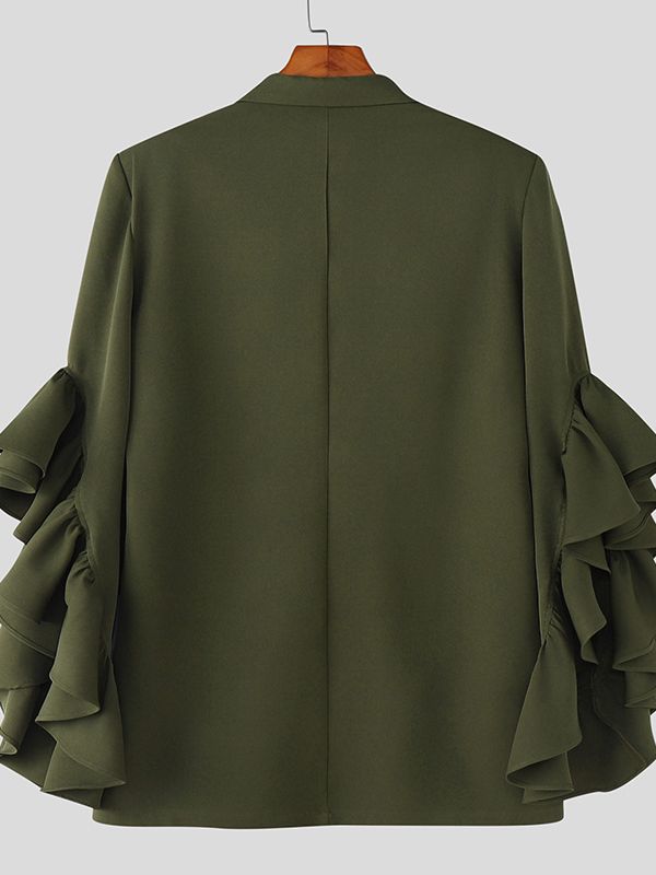 Men's Ruffled Patchwork Long Sleeve Blazer SKUL33086