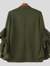 Men's Ruffled Patchwork Long Sleeve Blazer SKUL33086