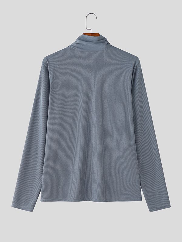 Men's Solid Color Textured Knit Long Sleeve Sweater SKUL49860