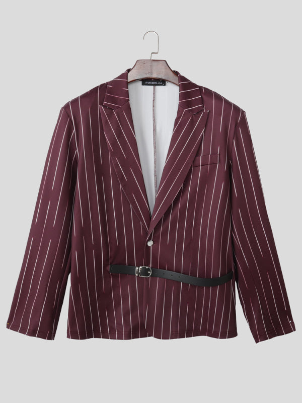 Men's Striped Colorblock Long Sleeve Blazer SKUL27317