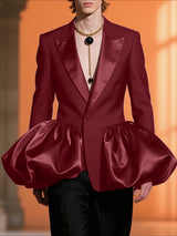 Men's Solid Color Satin Long Sleeve Blazer SKUL24620