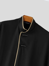 Men's Neo-Chinese Avant-Garde Asymmetrical Hemline Cape Shirt SKUL79043