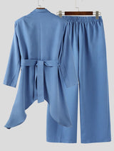 Men's Solid Color Drawstring Two Pieces Outfit SKUL36624