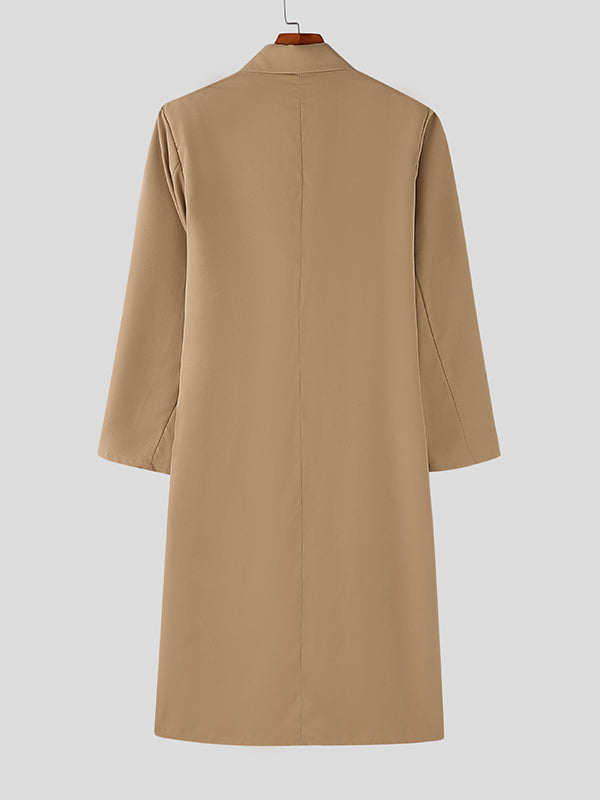 Mens Solid Color Modern Minimalist Trench Jacket SKUK77368