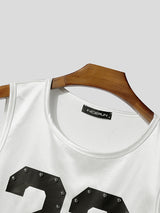 Men's Lace Patchwork Number Print Tank SKUL22799