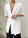 Mens Solid Texture Lapel Half Sleeve Shirt SKUK16988