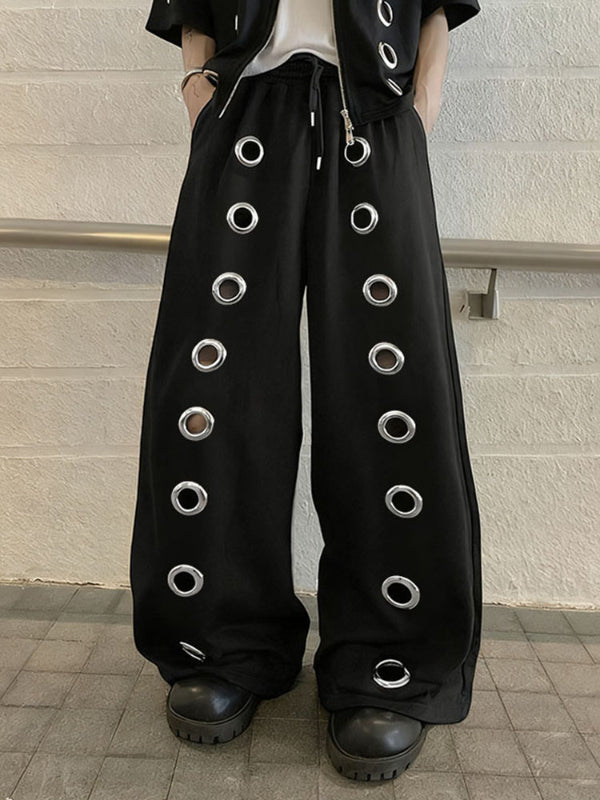 Men's Solid Color Eyelet Casual Pant SKUL22310