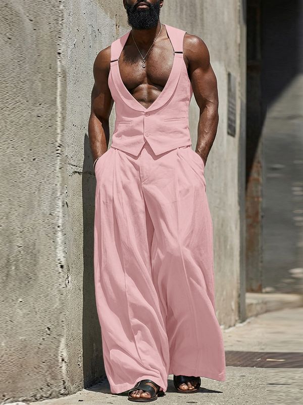 Men's Solid Color Two Pieces Outfit SKUL54090