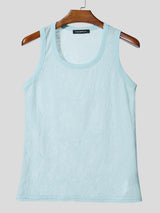 Men's Sheer Lace Jacquard Textured Tank SKUL54098