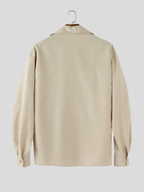 Men's Solid V Neck Long Sleeve Shirt SKUL30770