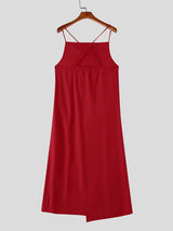 Men's Avant-Garde Genderless Aesthetic Side Slit Spaghetti Strap Long Cami Tank SKUL72499