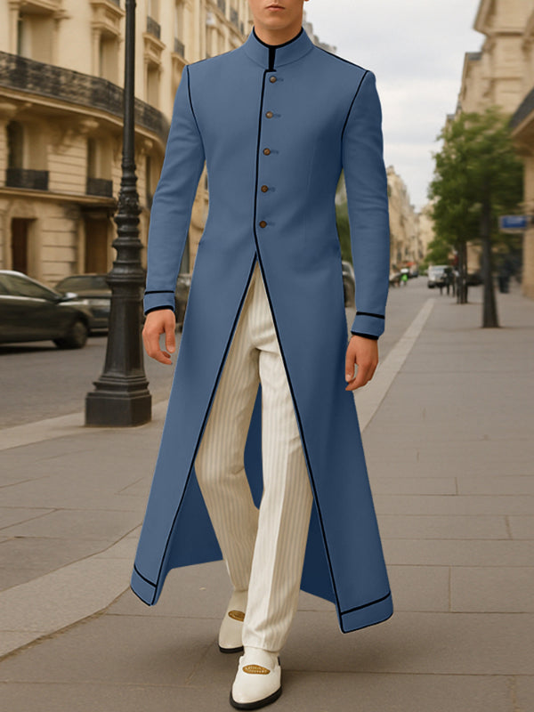 Men's Long Hem Contrast Outline Long Sleeve Blazer SKUL26119