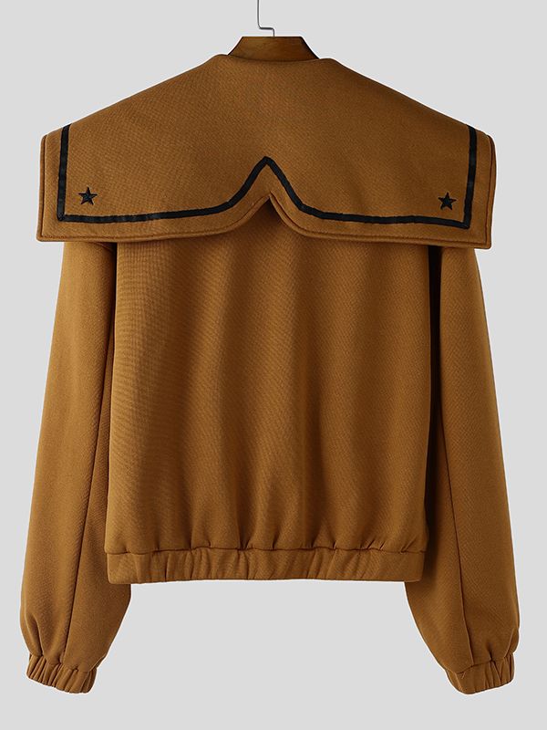 Men's Star Print Contrast Sailor Collar Long Sleeve Jacket SKUL43749