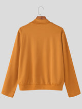 Men's Solid Color Textured Double Zipper Long Sleeve Cardigan SKUL25965