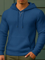 Men's Solid Corduroy Hooded Long Sleeve Hoodie SKUL28220