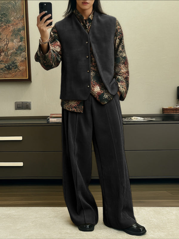 Men's Corduroy Casual Two Pieces Outfit SKUL28180