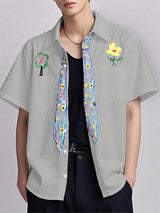 Mens Floral Print Casual Short Sleeve Shirt SKUL08521