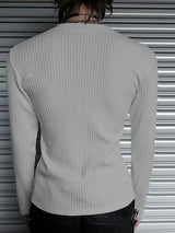 Men's Solid Color Textured Long Sleeve T-Shirt SKUL39984