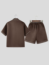 Men's Shiny Contrast Stripe Casual Two Pieces Outfit SKUL53187