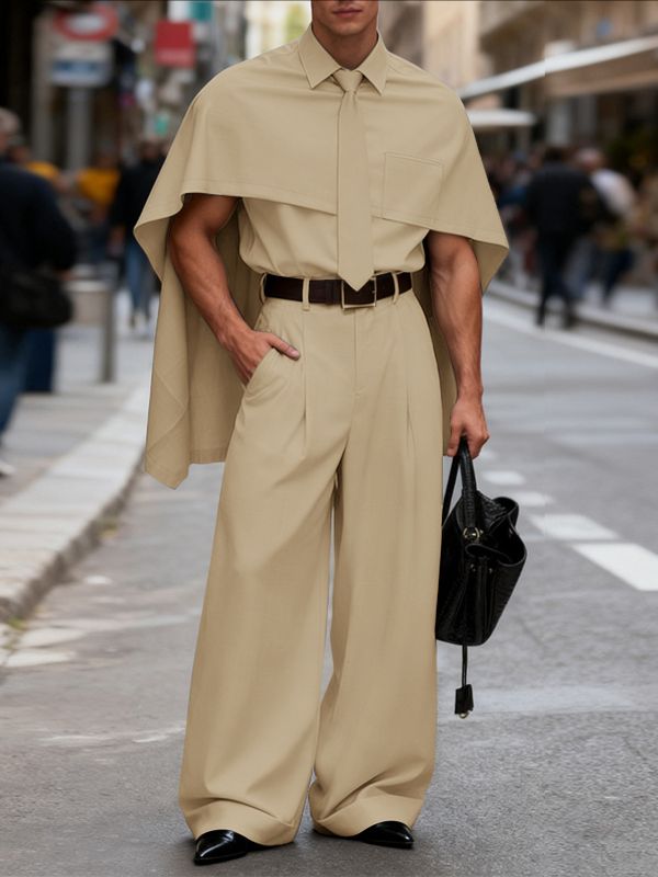 Men's Cape Patchwork Casual Two Pieces Outfit SKUL42643