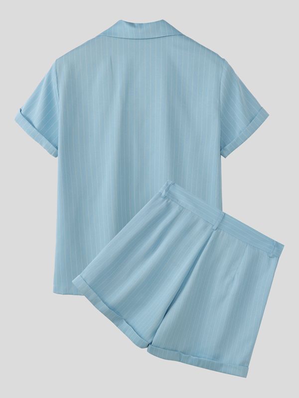 Men's Striped Short Sleeve Casual Two Pieces Outfit SKUL52640