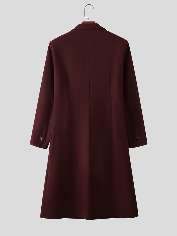 Men's Solid Color Waist-Defined Casual Coat SKUL28389