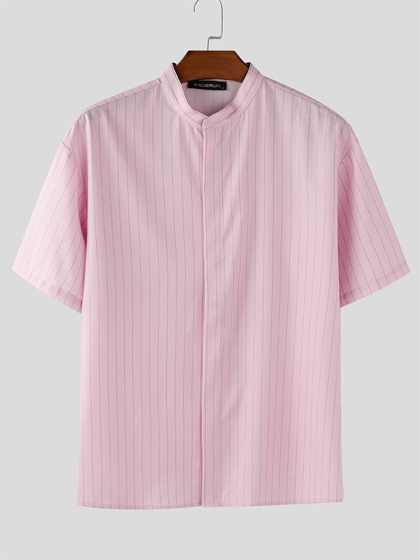 Mens Striped Casual Short Sleeve Shirt SKUL19083