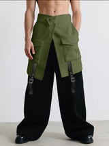 Men's Belt Patchwork Colorblock Layered Casual Pant SKUL31929