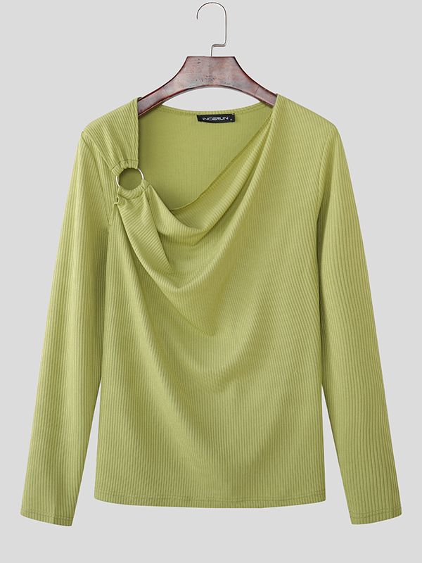 Men's Metal Ring Detail Knit Long Sleeve T-shirt SKUL52647