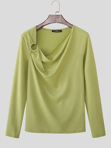 Men's Metal Ring Detail Knit Long Sleeve T-shirt SKUL52647