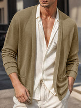 Men's Early Autumn Solid Open Front Knit Cardigan SKUL79228