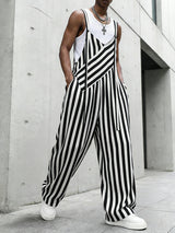 Men's Striped Contrast Color Casual Jumpsuit SKUL59515