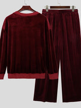 Men's Solid Color Casual V Neck Two Piece Outfit SKUL50056