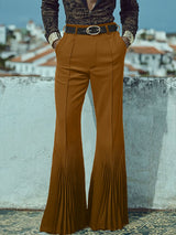 Men's Solid Color Pleated Flared Pant SKUL24742