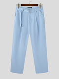 Mens Solid Belted Casual Straight Pants SKUK00639