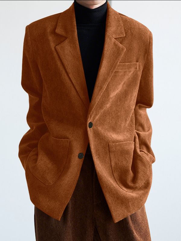 Men's Minimalist Textured Long Sleeve Blazer SKUL30487