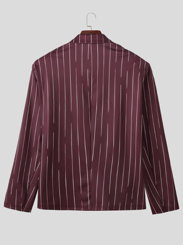 Men's Striped Colorblock Long Sleeve Blazer SKUL27317