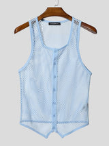 Men's Sheer Mesh Square Neck Pointed Hem Tank SKUL54101