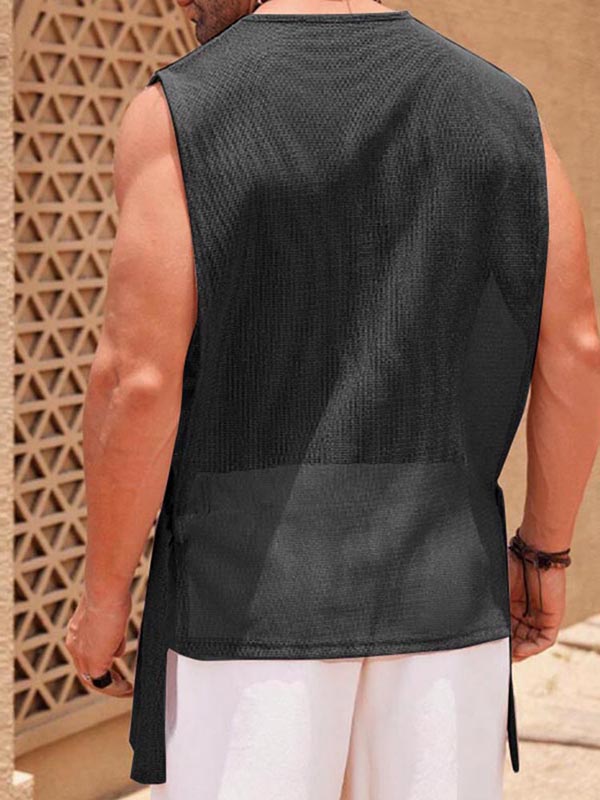 Men's Sheer Mesh Textured Casual Tank SKUL06336