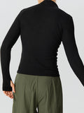 Mens Lace-Up Rib-Knit Long Sleeve T-Shirt SKUK27844