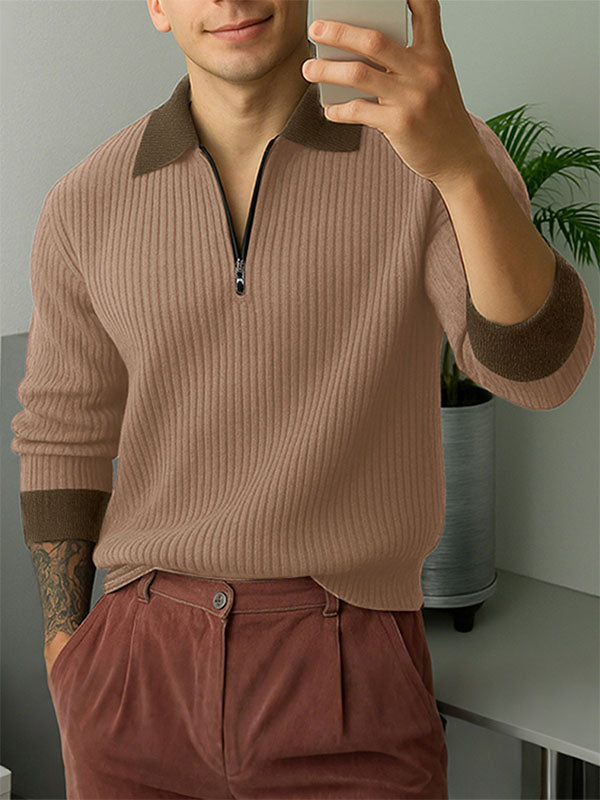 Men's Colorblock Textured Long Sleeve Sweater SKUL28554