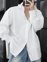 Men's Solid Color Minimalist Hooded Long Sleeve Shirt SKUL31682