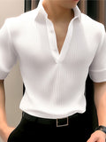 Mens Solid Textured Casual Short Sleeve Shirt SKUK51182