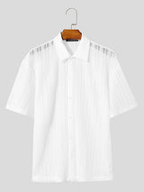 Mens Solid Color Textured Short Sleeve Shirt SKUL07834