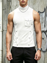 Men's Avant-Garde Asymmetrical Studded Wrap Tank SKUL63843