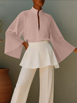 Men's Sheer Flared Long Sleeve Shirt SKUL41276