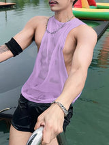 Men's Avant-Garde Sheer Mesh Sideless Extreme Drop Armhole Tank SKUL57085