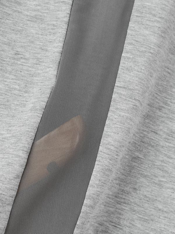 Men's Early Autumn Urban Casual Sheer Mesh Patchwork Deep V-Neck Muscle Fit Long Sleeve V-Neck T-shirt SKUL83997